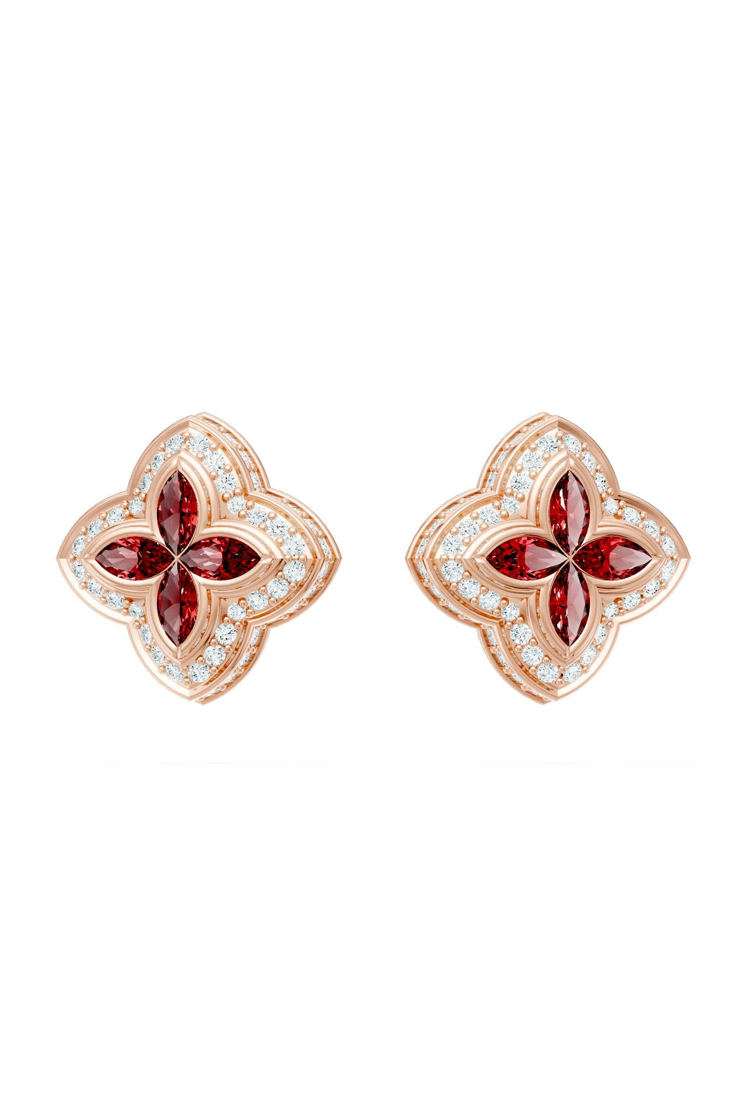 Clover Earrings (Ruby)