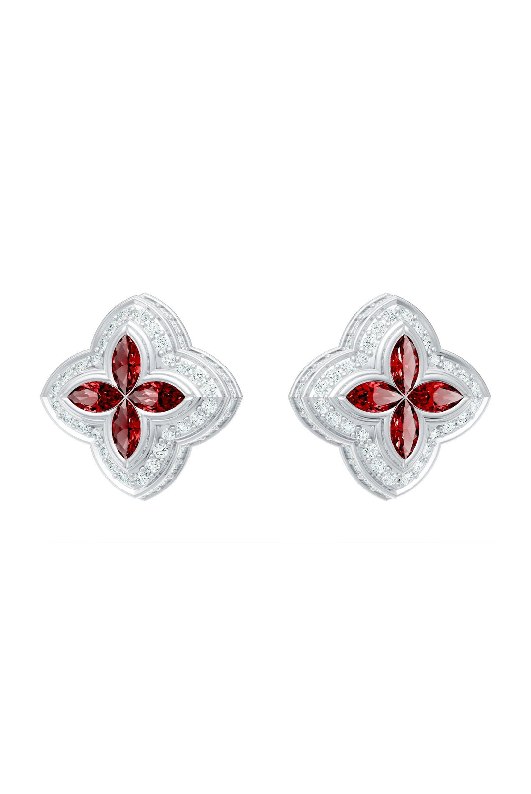 Clover Earrings (Ruby)