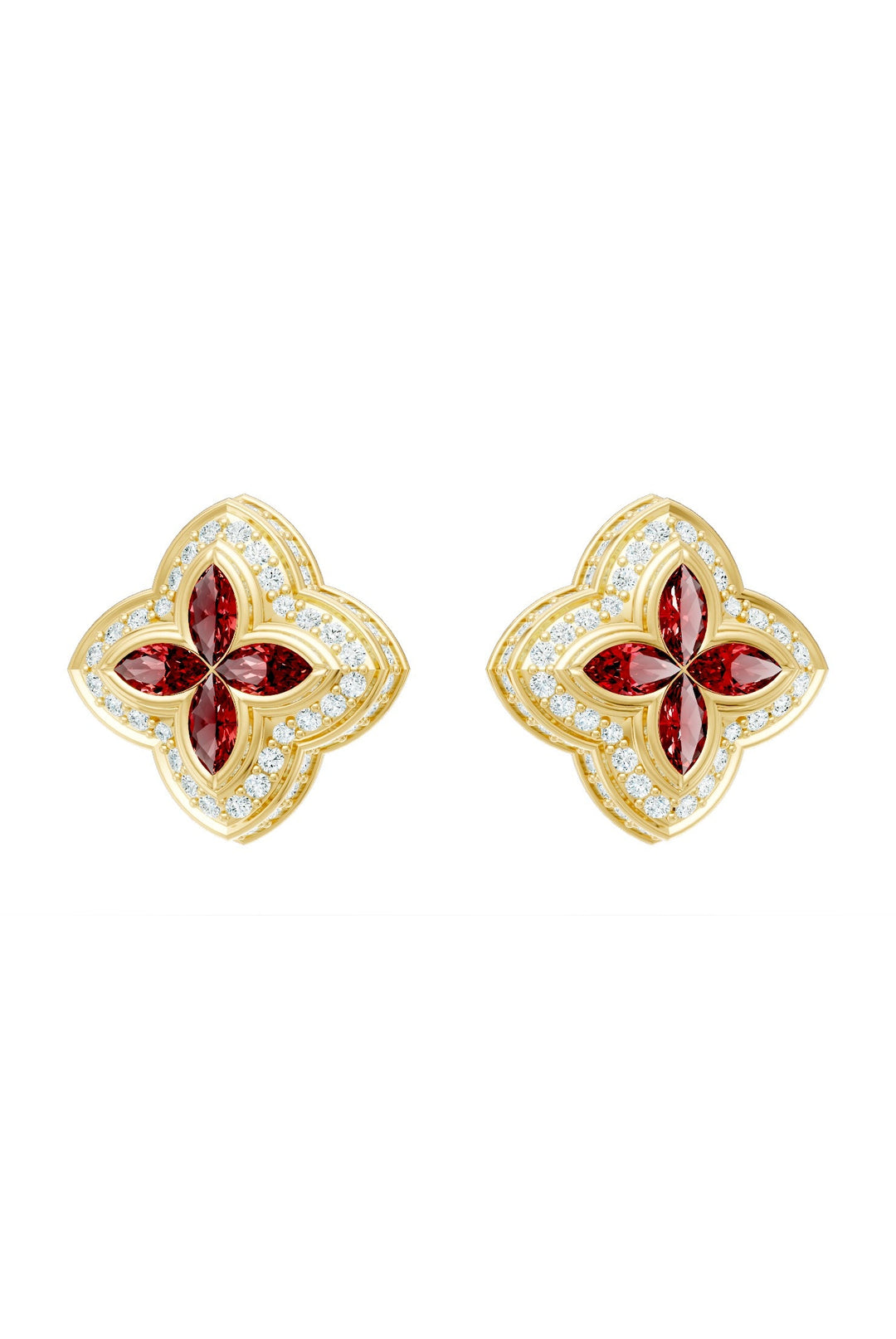Clover Earrings (Ruby)