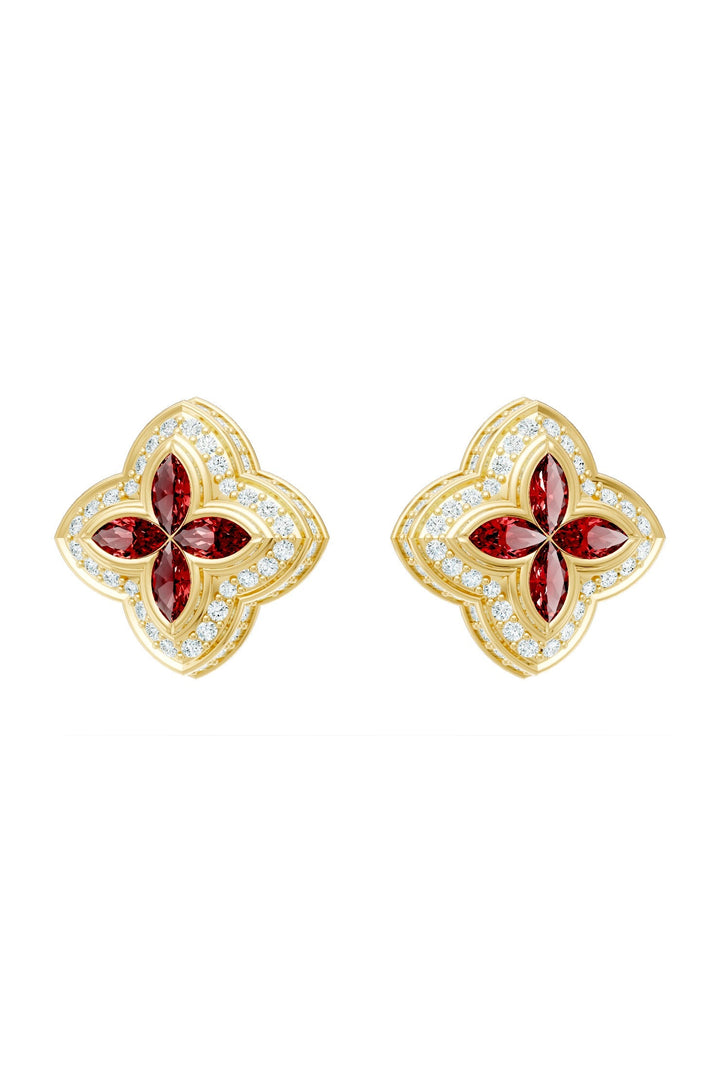 Clover Earrings (Ruby)