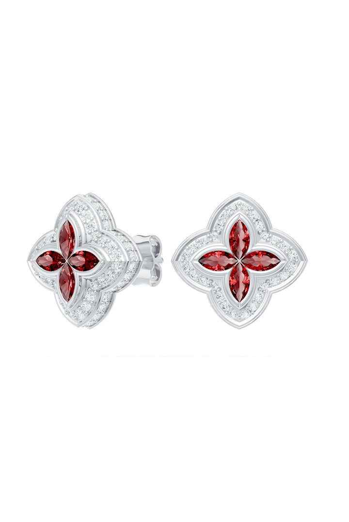 Clover Earrings (Ruby)