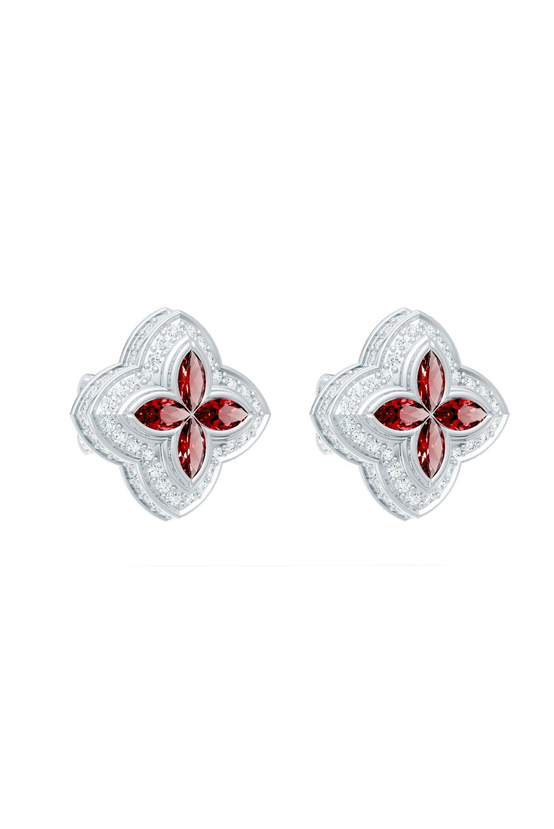 Clover Earrings (Ruby)