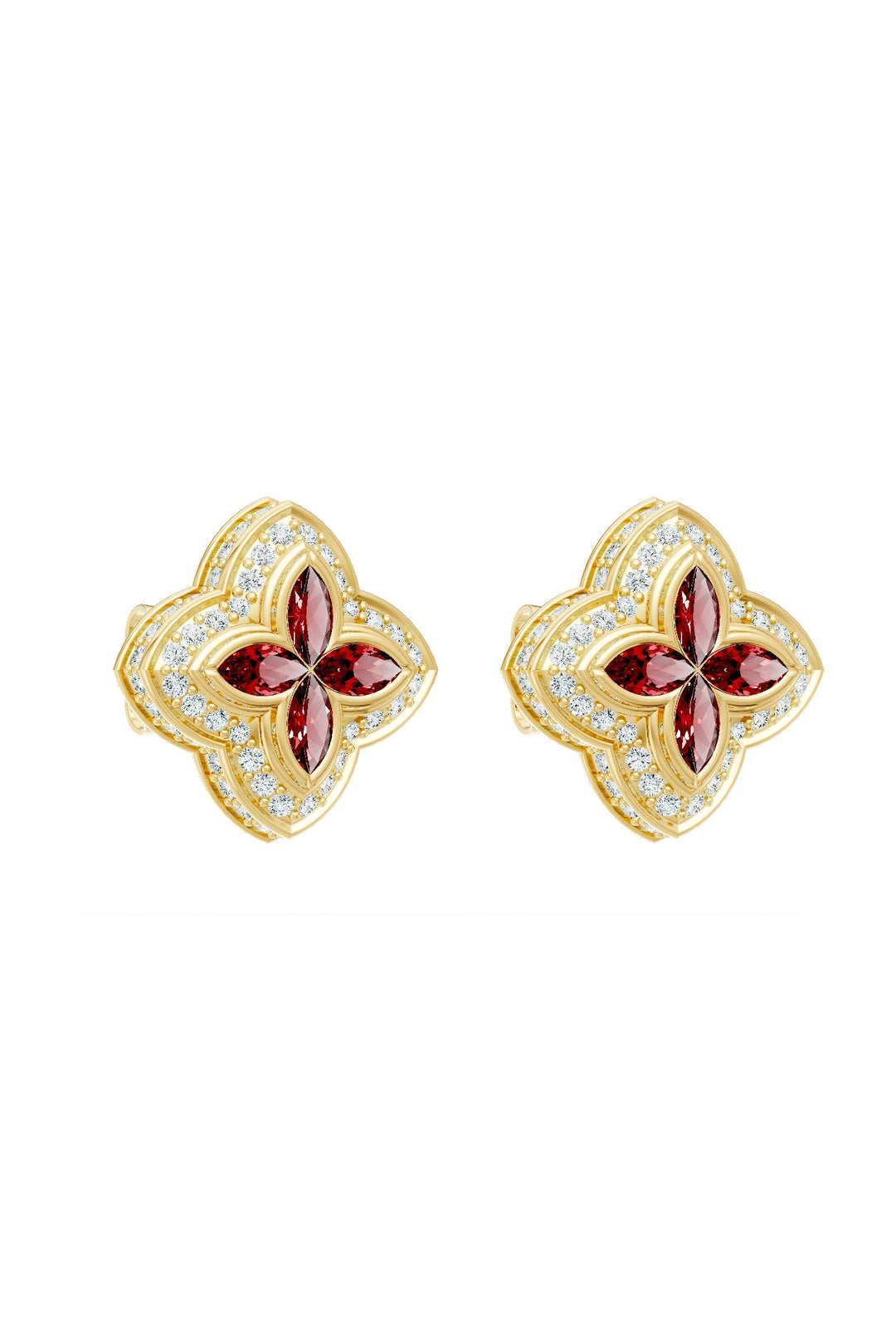 Clover Earrings (Ruby)
