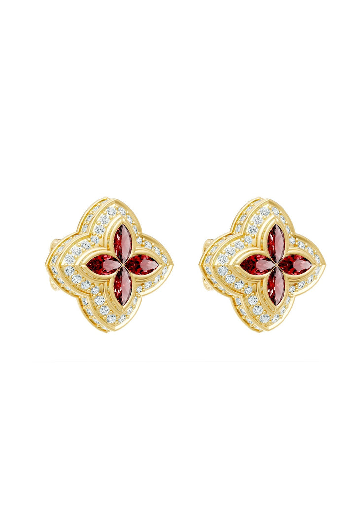 Clover Earrings (Ruby)
