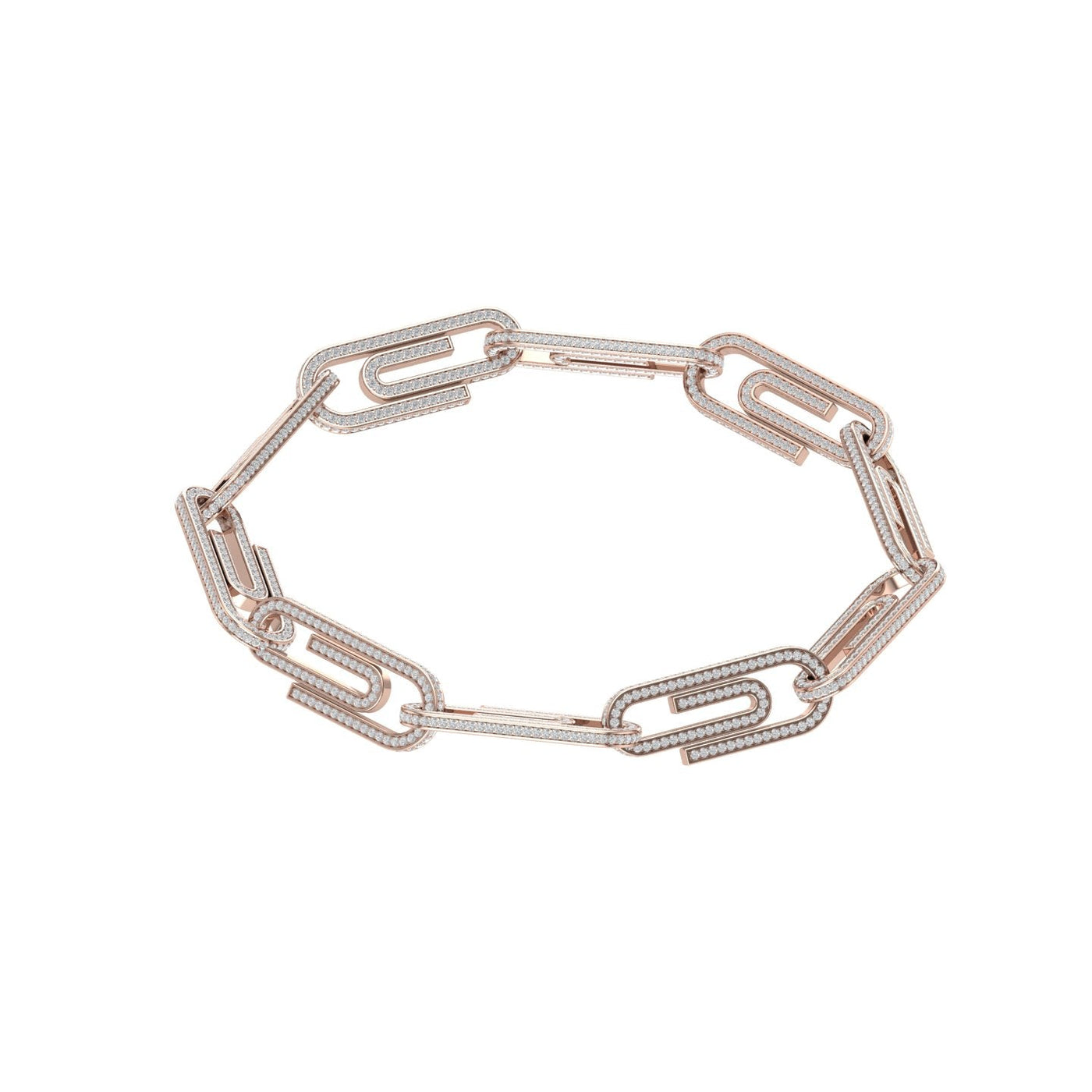 Rose Gold Color Paperclip Bracelet Made of 925 Sterling Silver Material