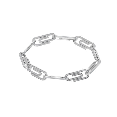 White Gold Color Paperclip Bracelet Made of 925 Sterling Silver Material