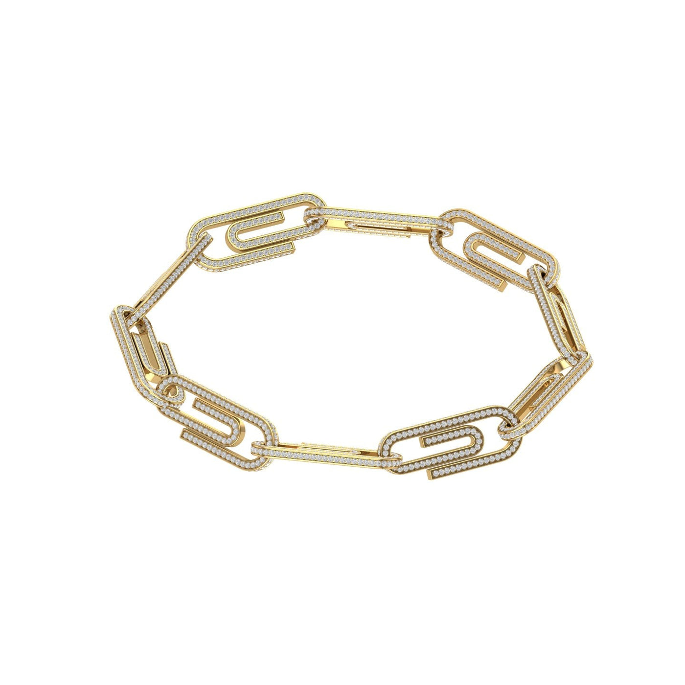 Gold Color Paperclip Bracelet Made of 925 Sterling Silver Material