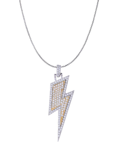 Gold and White Gold Color Flash Pendant Made of 925 Sterling Silver Material with 20 Inch Long Silver Chain