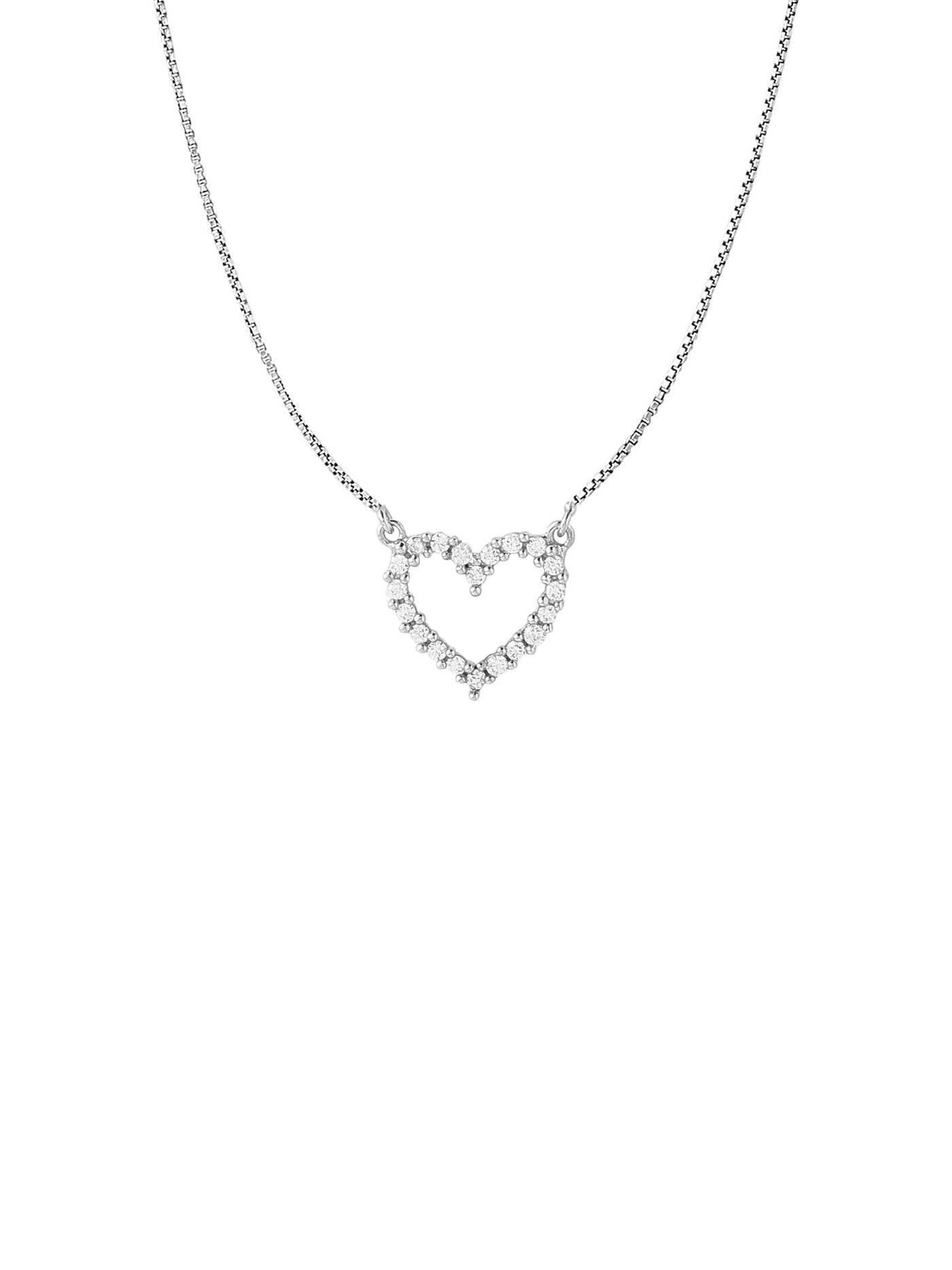 White Gold Color Heart Pendant Made of 925 Sterling Silver Material with 20 Inch Long Silver Chain