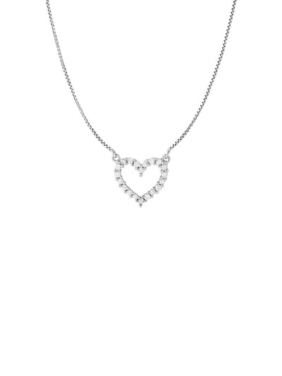 White Gold Color Heart Pendant Made of 925 Sterling Silver Material with 20 Inch Long Silver Chain