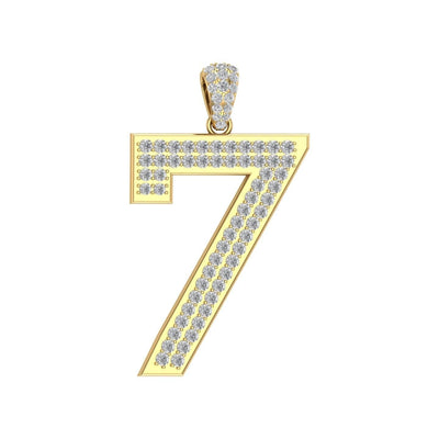 Gold Color Pendant in the Shape of 7 Made of 925 Sterling Silver Material with 20 Inch Long Silver Chain