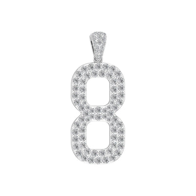 White Gold Color Pendant in the Shape of 8 Made of 925 Sterling Silver Material with 20 Inch Long Silver Chain