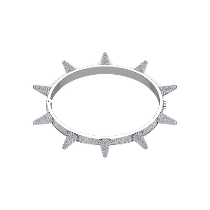 White Gold Color Spike Bangle Made of 925 Sterling Silver Material