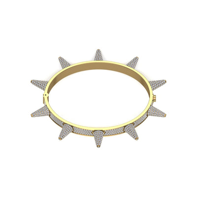 Gold Color Spike Bangle Made of 925 Sterling Silver Material