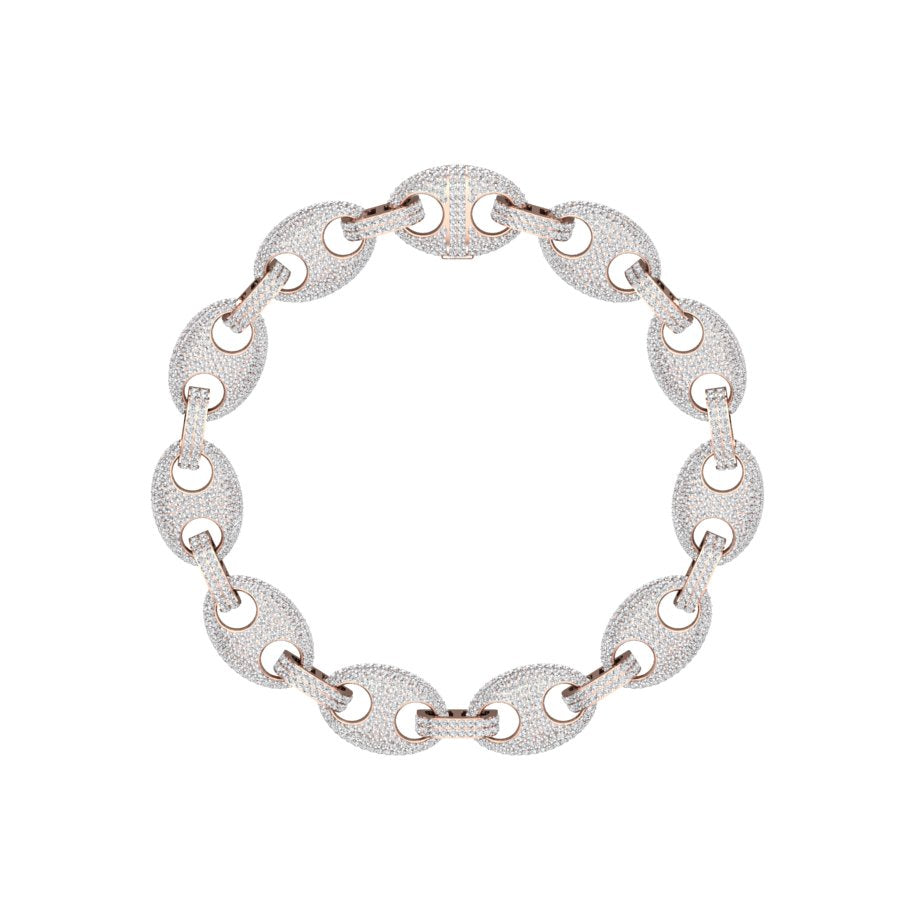 Rose Gold Color Miami Link Bracelet Made of 925 Sterling Silver Material