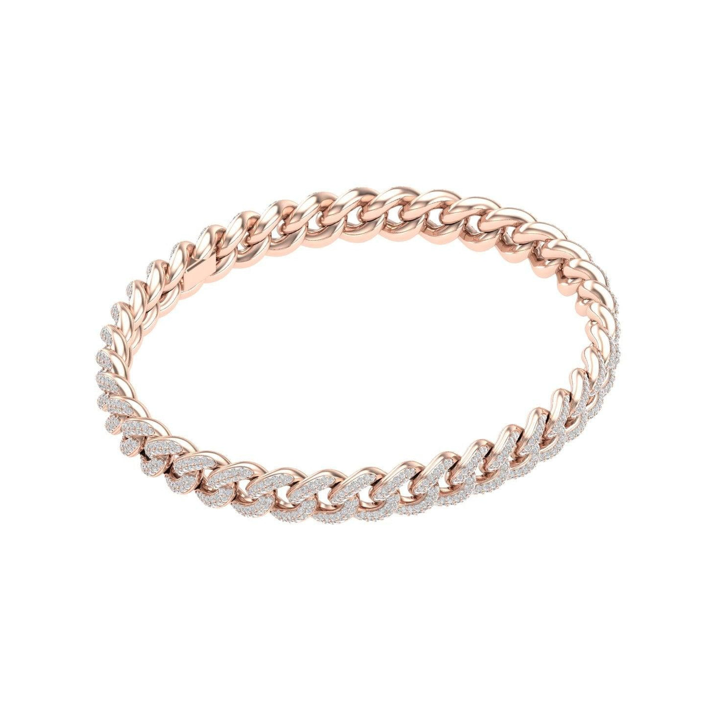 Rose Gold Color 9mm Cuban Bracelet Made of 925 Sterling Silver Material