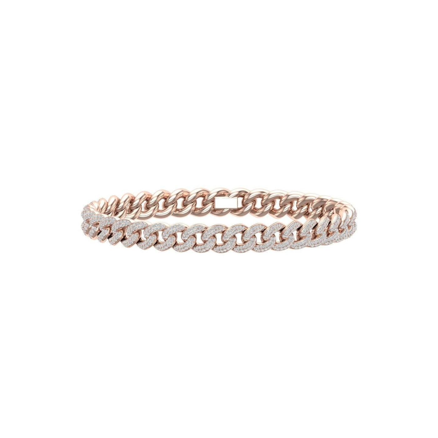 Rose Gold Color 9mm Cuban Bracelet Made of 925 Sterling Silver Material