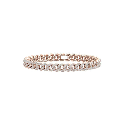 Rose Gold Color 9mm Cuban Bracelet Made of 925 Sterling Silver Material