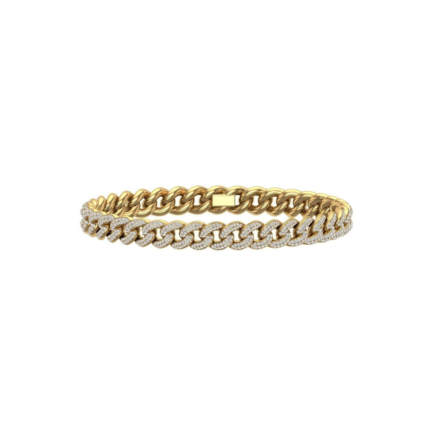 Gold Color 9mm Cuban Bracelet Made of 925 Sterling Silver Material