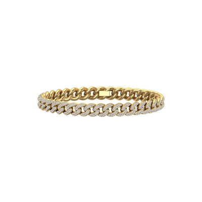 Gold Color 9mm Cuban Bracelet Made of 925 Sterling Silver Material