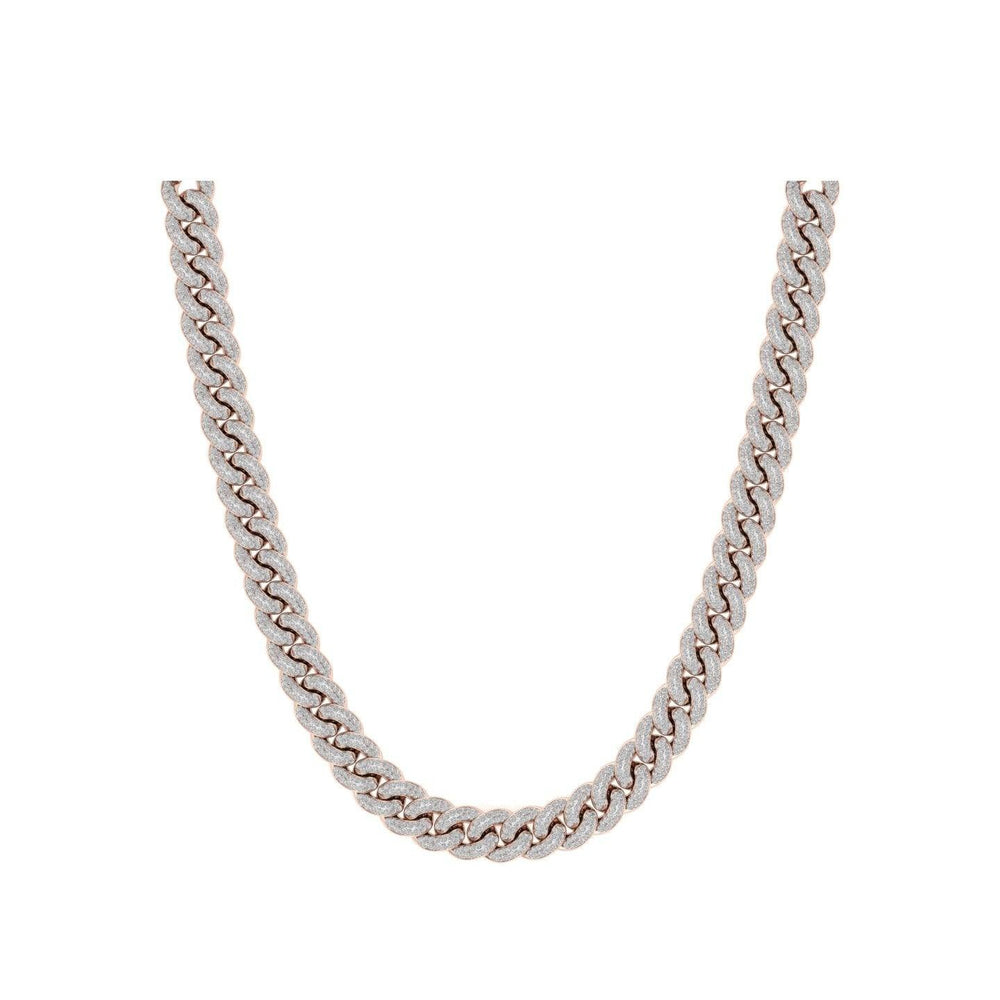 Rose Gold Color 9mm Cuban Chain Made of 925 Sterling Silver Material