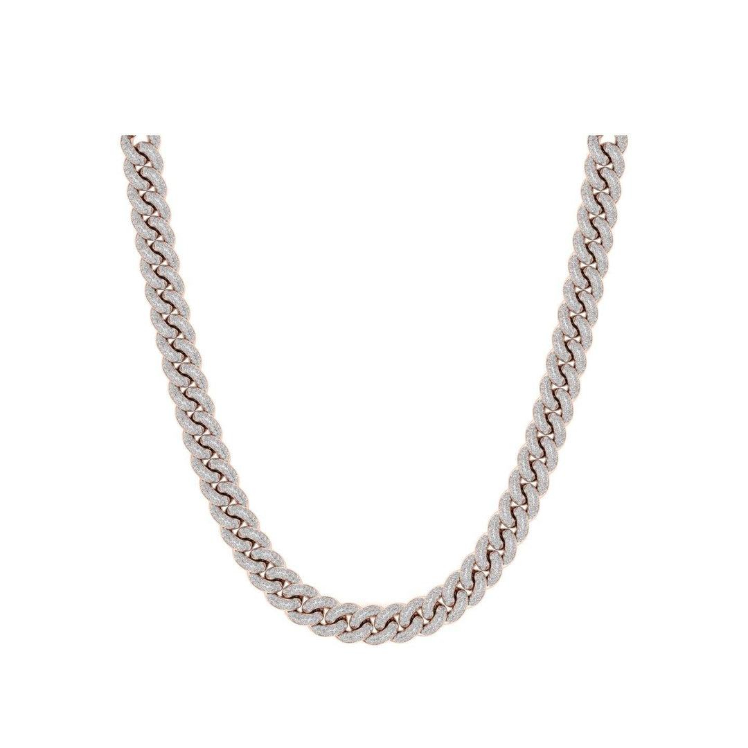 Rose Gold Color 9mm Cuban Chain Made of 925 Sterling Silver Material