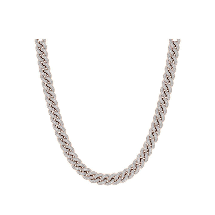 Rose Gold Color 9mm Cuban Chain Made of 925 Sterling Silver Material