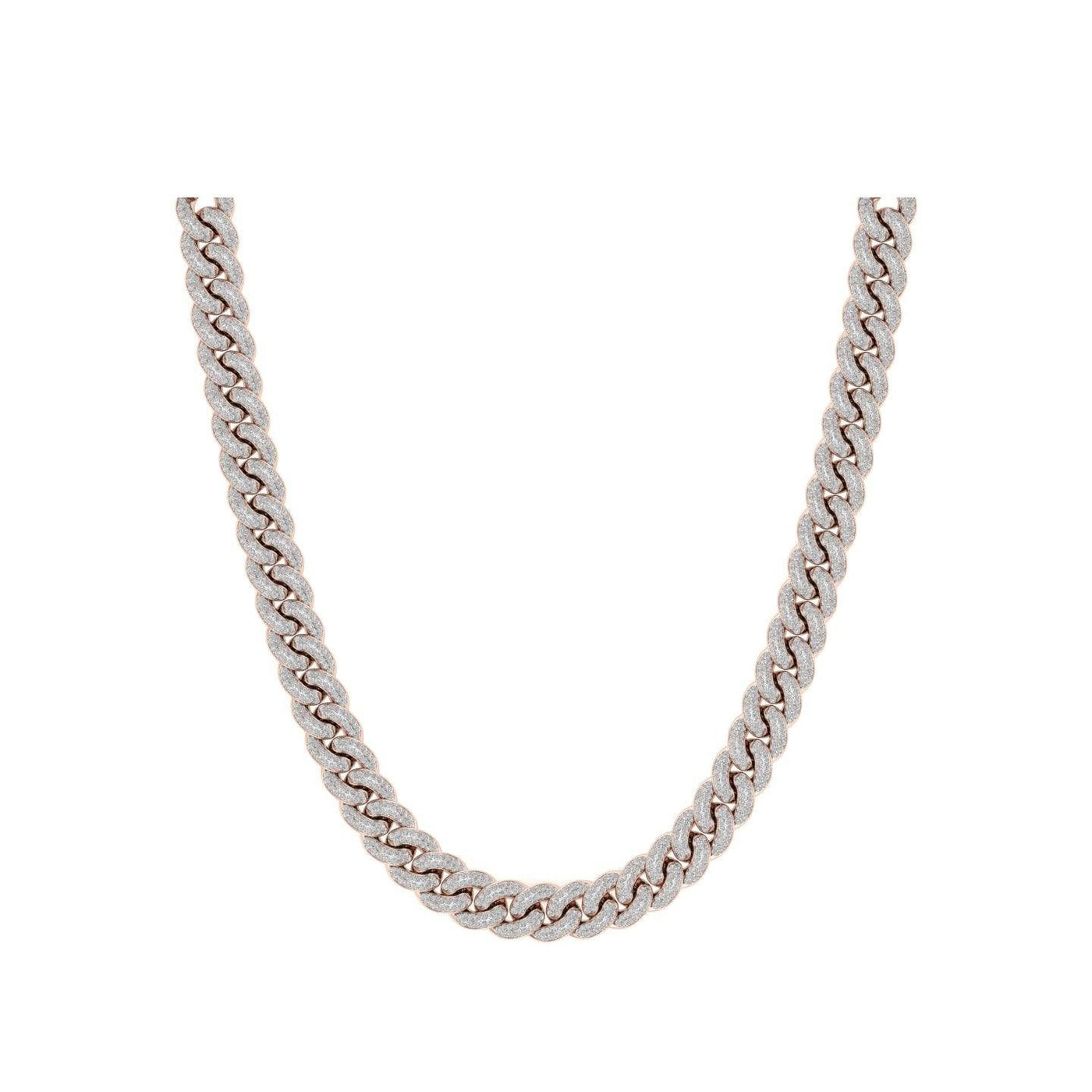 Rose Gold Color 9mm Cuban Chain Made of 925 Sterling Silver Material