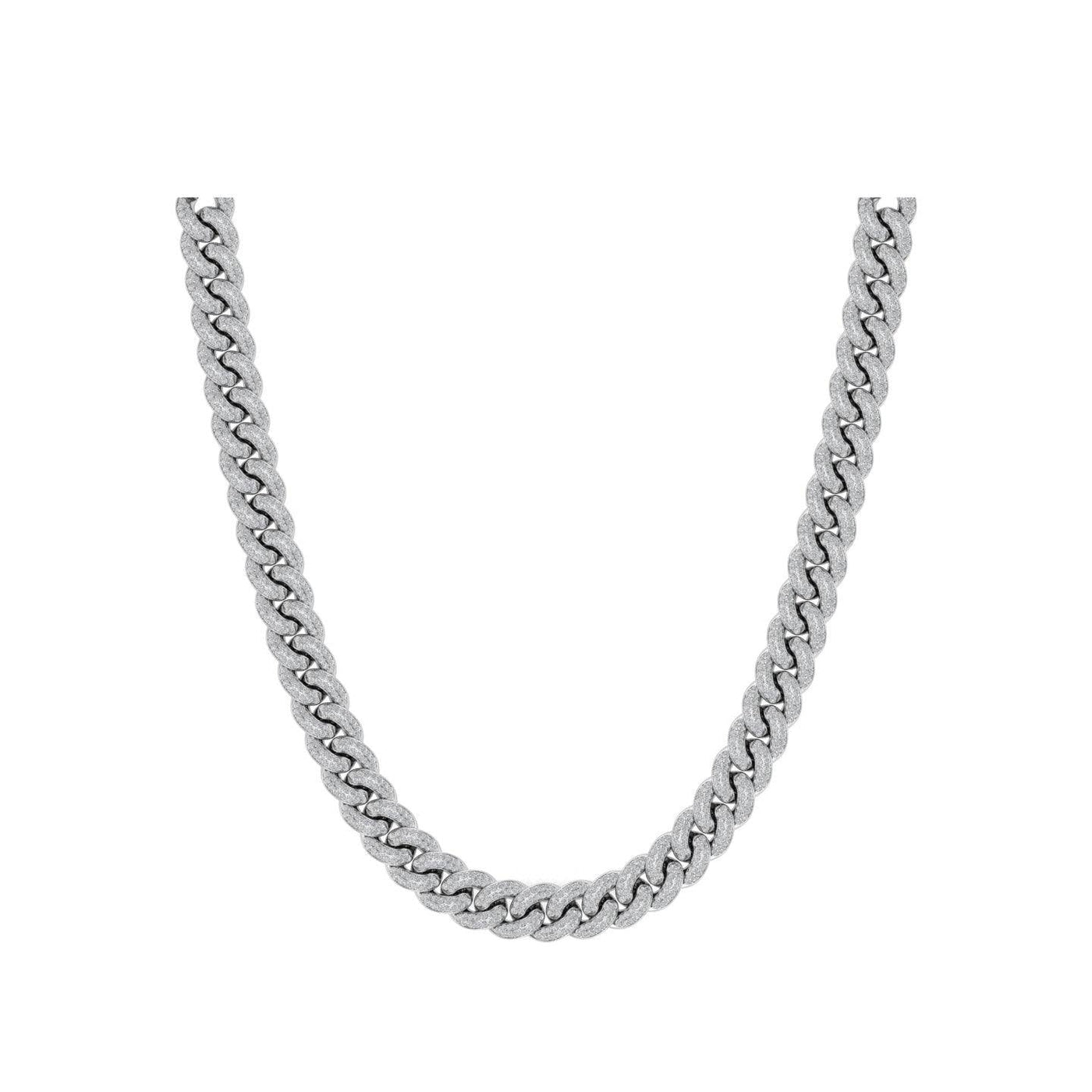 White Gold Color 9mm Cuban Chain Made of 925 Sterling Silver Material