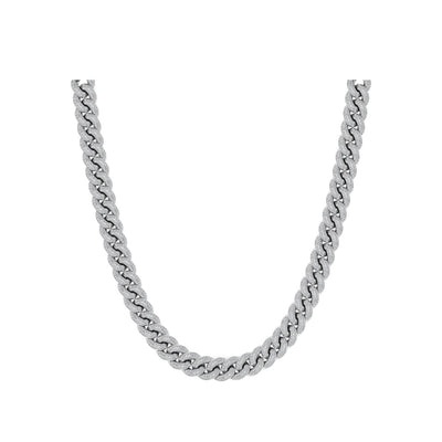 White Gold Color 9mm Cuban Chain Made of 925 Sterling Silver Material